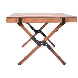 Folding Solid Wood Table Camping Portable Foldable Outdoor Picnic Table Cake Egg Roll Wooden Fishing Table Home Furniture