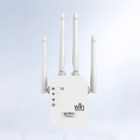 Penguat Sinyal WiFi Dual Band 1200Mbps, Repeater Nirkabel 5GHz 2.4GHz dengan 4 Antena, Mode WPS, Port Ethernet