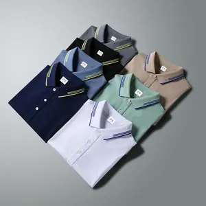 Men's Summer No Shrinkage Leisure Lapel Polo Shirt Short Sleeve Tops Men