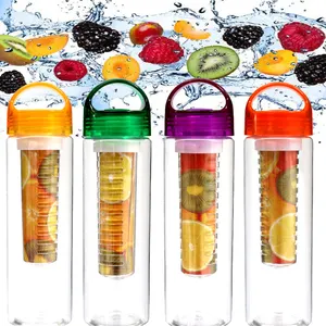 Bestseller Tritan Plastik Wasser flasche Obst Infuser BPA Free 700ML Lemon Infuser Wasser flasche mit Filter für Kinder