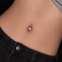 Anneau de nombril en alliage de titane F136, 14G, motif fleur en zircone, bijou de piercing de nombril à filetage interne