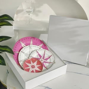 Plato de la Serie Lucky Star Compass, Chapado en Oro, de Alta Gama, Estilo Europeo, Plato Occidental de Lujo - Product Image 1