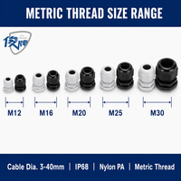 Presse-étoupe en nylon étanche IP68 M30x1.5 à filetage métrique avec connecteur de décompression pour câble de 13-18mm, Noir Gris PA66 Industriel