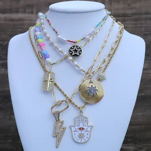 Chapelet chaîne à maillons en perles plaqué or, Style INS, étoiles, goutte d'eau, breloque, pendentif, pour la fabrication de collier