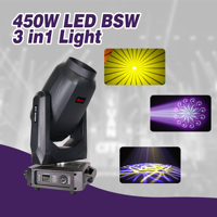 Soldes Exceptionnelles : Projecteur LED BSW 450W Trois-en-un à Effet Beam, Zoom CTO, Idéal pour DJ, Clubs, Bars, Concerts