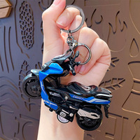 Porte-clés moto créatif en alliage PVC, design sportif et mignon, jouet pédalier à rétrofriction, léger, étanche, cadeau