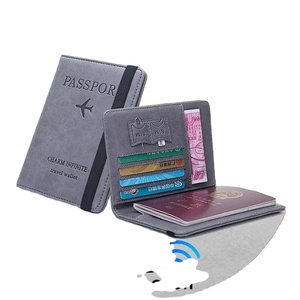 Portefeuille unisexe en similicuir avec porte-cartes RFID, pour pièces de monnaie, passeport, billet d'avion, carte bancaire, carte d'identité - Product Image 3