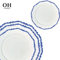 Service de vaisselle de luxe vintage en céramique et porcelaine, assiettes décoratives écologiques en osseporcelaine personnalisables