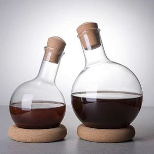 <span class=keywords><strong>Carafe</strong></span> à vin en verre borosilicate soufflé à la main, moderne et luxueuse, durable, avec bouchon et base, 1000 ml et 2000 ml - Product Image 1