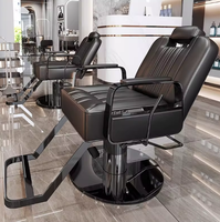 Chaise de barbier professionnelle durable en acier inoxydable avec siège en cuir réglable et pompe hydraulique pour les coiffeurs de salon