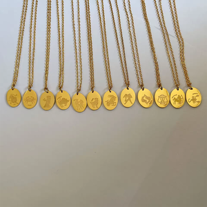 Acero inoxidable 18K chapado en oro patrón personalizado horóscopo 12 Constelaciones colgante collar joyería para mujer - Product Image 3