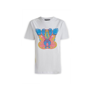 Moda de lujo Marinero Gráfico Camiseta de algodón blanco Diseño de impresión de color contrastante en el frente - Product Image 1