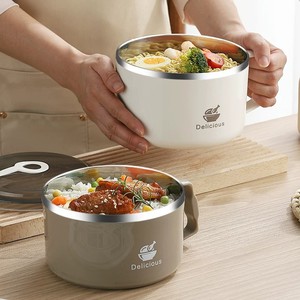 Delicious Stainless Steel Instant Noodle Bowl 304 With Lid Drainable Double Layer Anti Scalding Large Capacity For Home Use - Product Image 2