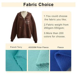 Design personnalisé vêtements techniques d'extérieur, sweat à capuche pour femmes, chemises à manches longues, veste, sweat à capuche zippé épais et uni 450 Gsm pour femmes - Product Image 2