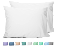 Taie d'oreiller en satin de coton naturel 100% de haute qualité, luxe, sur mesure, blanche, pour hôtel