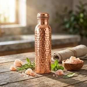 Copper Water <b>Bottle</b> With 2 <b>Glass</b> Handcrafted Ayurvedic Pure Copper Water <b>Bottle</b> for <b>Drinking</b> Hammered <b>Bottle</b> Men & Women Leak - Product Image 3