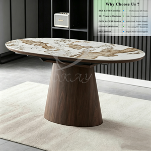 Table à manger extensible de luxe en pierre frittée OKAY <span class=keywords><strong>Pandora</strong></span> avec base stable, approvisionnement en conteneur complet - Product Image 1