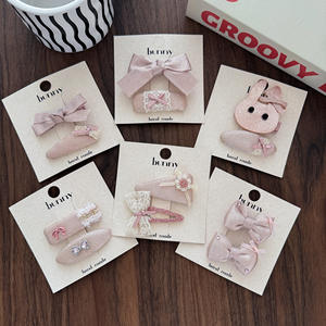 Noeud en tissu pailleté rose doux pour enfants, clips à cheveux mignons en forme de lapin, accessoires, <span class=keywords><strong>frange</strong></span>, cheveux courts, côté - Product Image 1