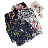 Celana Pendek Wanita Katun Sutra Motif Cetak Warna Tahan Luntur Model Lurus High Waist untuk Musim Semi dan Musim Panas, Santai di Pantai