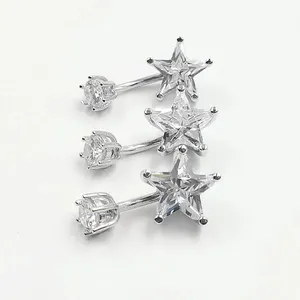 Bijoux de piercing corporel en argent sterling 925 de haute qualité, titane G23, <span class=keywords><strong>pierre</strong></span> naturelle, boucle d'oreille étoile, labret pour femmes - Product Image 5
