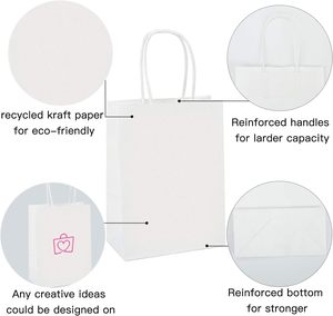 Bolsas de Papel Kraft Blancas con Asas, Impresión Completa, Hechas a Medida, 100 g/m², Económicas y en Oferta - Product Image 5