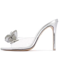 Sandales sexy à bout ouvert pour femmes, grande taille 46, chaussures habillées colorées d'été, mules à talons hauts en PVC