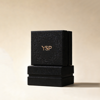 Boîte rigide personnalisable avec logo noir floral en relief, conteneur haut de gamme avec dorure à chaud pour parfums et soins de la peau