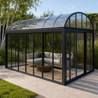 Véranda en verre mobile sur mesure avec toit rétractable électrique, porte coulissante, structure en aluminium, pavillon pour hôtel, villa, salon