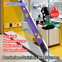 Affichage à LED sans bordure, élégant, en acier inoxydable, couleur pleine, qualité professionnelle pour la vitrine de magasin de détail, affichage de produits