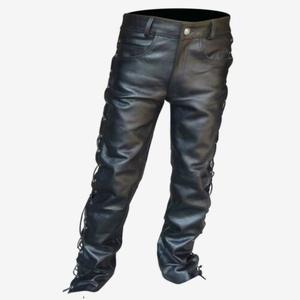 OEM Wholesale New Trend Stylish Men Clothing Casual Lace up PU <strong>Faux</strong> <strong>Leather</strong> Pants Straight <strong>Trousers</strong> - Product Image 3