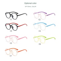 Lunettes de mode unisexes à verres plats optiques avec monture ronde transparente, anti-lumière bleue et bloquant la lumière bleue pour enfants