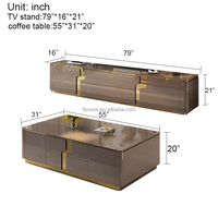 Meilleure vente Mobilier moderne et léger de luxe Simple Matériau en acier Table basse rectangulaire Meuble TV Maison Villa Utilisation pour le salon