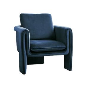 Chaises en velours tissu confortable bleu marine fauteuils de chambre à coucher de lecture pour le salon côté fauteuil moderne nordique - Product Image 1