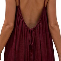 Robe longue personnalisée ODM de haute qualité pour femme en coton et lin, écologique, sexy, dos nu, à fines bretelles, coupe ample, style bohème pour l'été et la plage