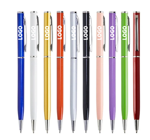 Custom Logo Promotion Slim Ballpoint <b>Pens</b> Bulk <b>Retractable</b> Metal Ballpoint <b>Pens</b> Set Writing Gift , Metallic Black Ink, 1 mm - Product Image 1