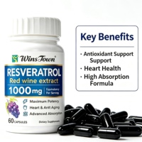 Resveratrol Capsules, rode wijn extract, voedingssupplement, antioxidant ondersteuning, druivenpitextract, welzijn, 60 capsules