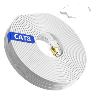Câble réseau plat D-Sunty CAT8 en cuivre nu massif S/FTP 30AWG avec connecteur RJ45, cordon de raccordement LAN 1m/2m/3m/5m/8m, 4 paires, Ethernet ROHS - Product Image 6