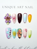 Faux Ongles Longs Pointus Faits Main de Haute Qualité en Gros, Peints à la Main avec Dégradé 3D Floral Tropical, Ongles Press-on Faits Main