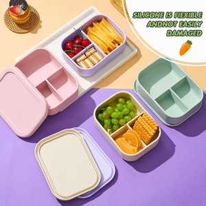 BPA Free Modern Square Stackable Silicone Snack <b>Lunch</b> Containers Lids Freshness Preservation Portable Toddler Food <b>Lunch</b> <b>Box</b> - Product Image 4