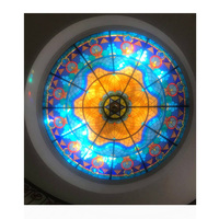 Toit de lucarne en forme de dôme en verre teinté Tiffany dôme de plafond en verre teinté Architecture décorative Art toit en dôme en verre au plomb