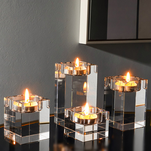 Home Decor candeliere centrotavola matrimonio tavolo da pranzo solido K9 candeliere di cristallo trasparente <span class=keywords><strong>portacandele</strong></span> Stand - Product Image 1