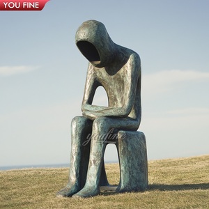 <span class=keywords><strong>Escultura</strong></span> <span class=keywords><strong>de</strong></span> jardín <span class=keywords><strong>de</strong></span> bronce al aire libre personalizada abstracta hombres tristes sentado estatua <span class=keywords><strong>de</strong></span> banco - Product Image 5