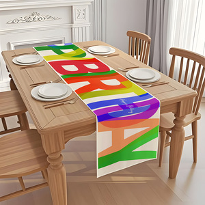 <span class=keywords><strong>Chemin</strong></span> de <span class=keywords><strong>Table</strong></span> de <span class=keywords><strong>joyeux</strong></span> <span class=keywords><strong>anniversaire</strong></span> en polyester coloré pour décor de salle à manger de cuisine à usage domestique intérieur et extérieur pour Noël - Product Image 4