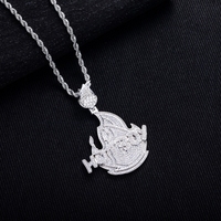 Collier pendentif hip-hop en cuivre incrusté de moissanite, charme de rappeur avec certificat GRA