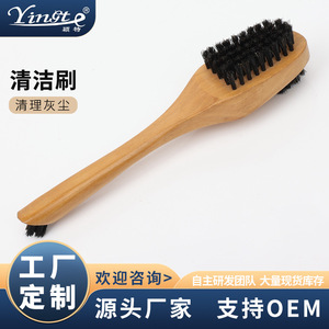 Cepillo de madera para zapatos con cerdas de pelo de cerdo, herramienta de limpieza de doble cara para uso doméstico - Product Image 5