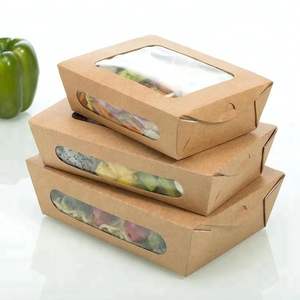 Cajas <span class=keywords><strong>de</strong></span> Papel Kraft Transparentes Personalizadas para Llevar Comida, Ensaladas <span class=keywords><strong>de</strong></span> Verduras y Almuerzos - Product Image 2