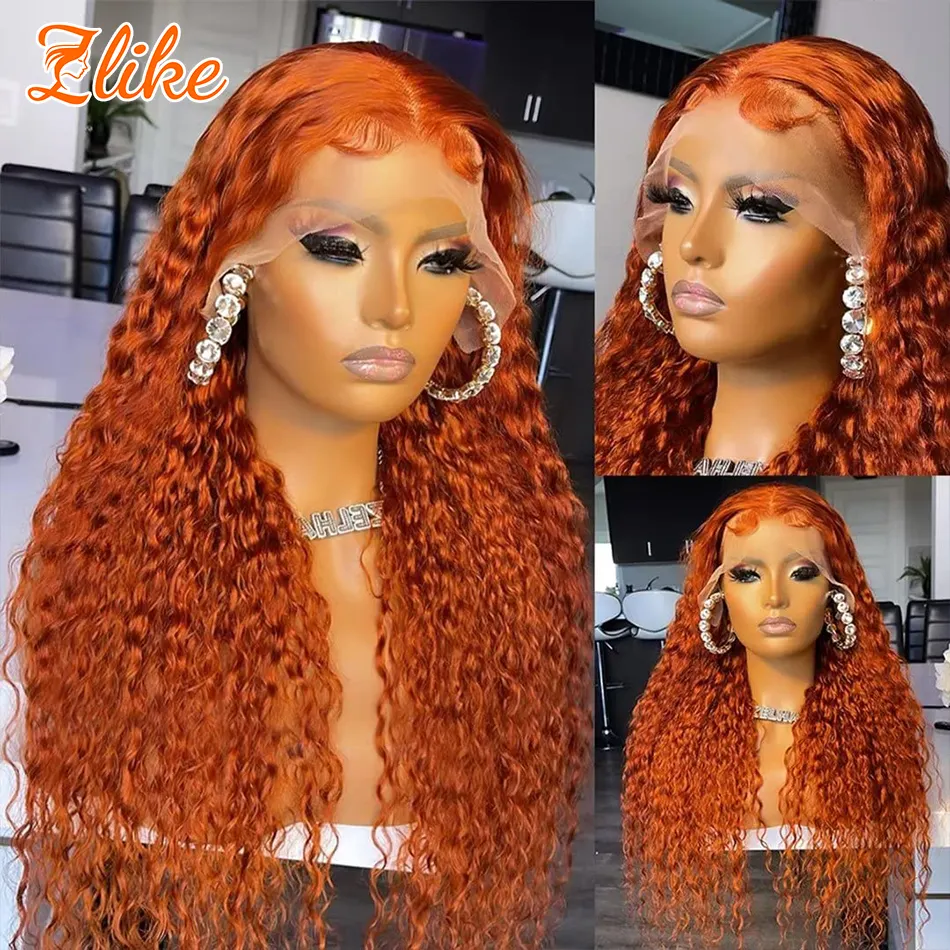 180% Density HD Full Lace Human Hair Wigs For Black Women 350 Orange Ginger Colored Lace Front Wigs Lace Closure Frontal Wig