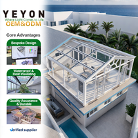 Yeyon 2026 OEM Portes coulissantes pliantes pour véranda, en aluminium 6060-T66 et verre trempé, pour maison, bureau, villa, véranda extérieure, maison en verre