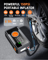 Inflador de Neumáticos Inalámbrico, Compresor de Aire, Arrancador de Emergencia con Manómetro Digital y Luz LED para Automóvil, Motocicleta, Bicicleta y Balón