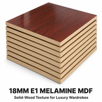 Panneau de fibres à densité moyenne en mélamine de 18 mm, texture bois massif, E1, tailles personnalisées modernes pour meubles de garde-robe de luxe